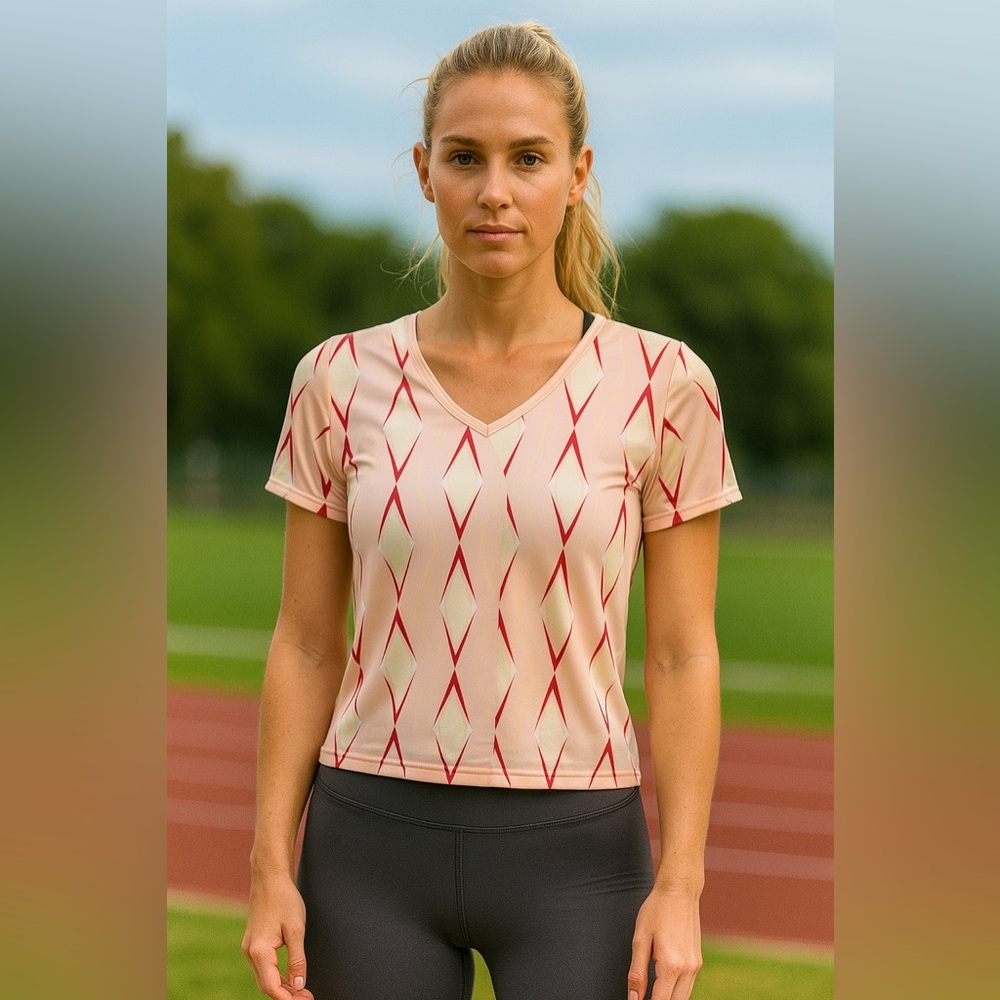 Nike Dri-FIT Women's Pink and Red Geometric Top